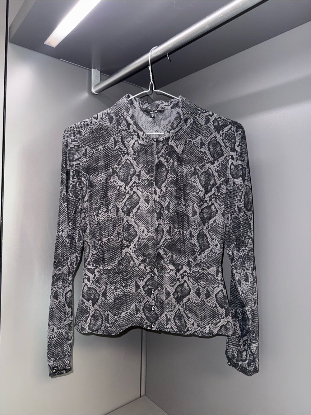 J Brand Black & White Snake-Print Button-Down Shirt